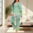 thumbnail image 6 of qelini Plus Size Pajama Sets for Women Cute Print V Neck Long Sleeve Shirt and Pant Sleepwear Soft Cozy Loungewear, 6 of 7