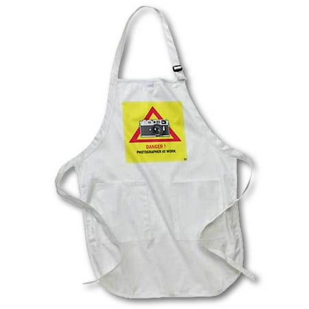 

3dRose Danger.Photographer at work.Mixed text color red triangle yellow background non-flash camera Full Length Apron 22 by 30-inch Black With Pockets