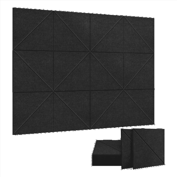 12 Pack Acoustic Panels, 12 X 12Inch Decorative Soundproofing Panels, Wall and Ceiling Acoustical Panels Black