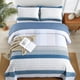 thumbnail image 3 of Juego de edredón WONGS BEDDING, azul, bohemio, con rayas king size, 3 piezas, 3 of 9