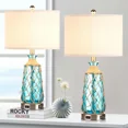 thumbnail image 2 of 26'' Table Lamps Set of 2, Touch Control, Modern Glass Bedside Lamps 2 USB Ports, 2 of 5