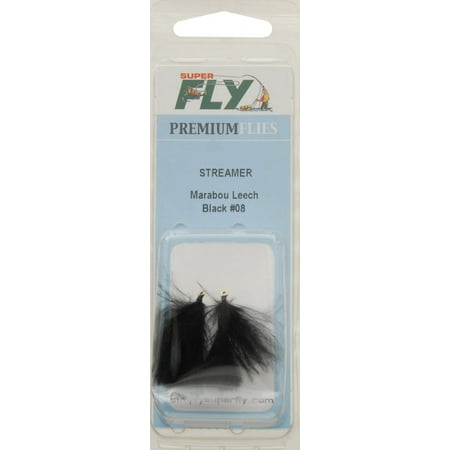 SuperFly Marabou Leech Streamer, Black, Size 8