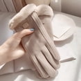 thumbnail image 1 of Women Autumn and Winter Fashion Simple Solid Color Edge Warm Gloves, 1 of 3