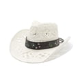 thumbnail image 2 of OJSFQUFP Cowboy Hat Cow Girl Hat Cowboy Hats for Women/Mens/Straw Wide with Shapeable Brim Cowboy Hat for Womens/White, 2 of 4