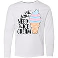 thumbnail image 3 of Inktastic All You Need is Ice Cream with Ice Cream Cone Long Sleeve Youth T-Shirt, 3 of 5