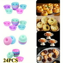 24Pack Silicone Baking Cups, Pumpkin Silicone Baking Cake Molds, Nonstick Cupcake Liners, Fancy Dessert Tray - Jelly and Muffin Cups