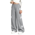 thumbnail image 4 of Edvintorg Girls Sweatpants Cute Bow Knot Elastic Waisted Loose Jogger Solid Color Wide Leg Casual Workout Pant with Pocket Girls Fashion Size 5-15, 4 of 7
