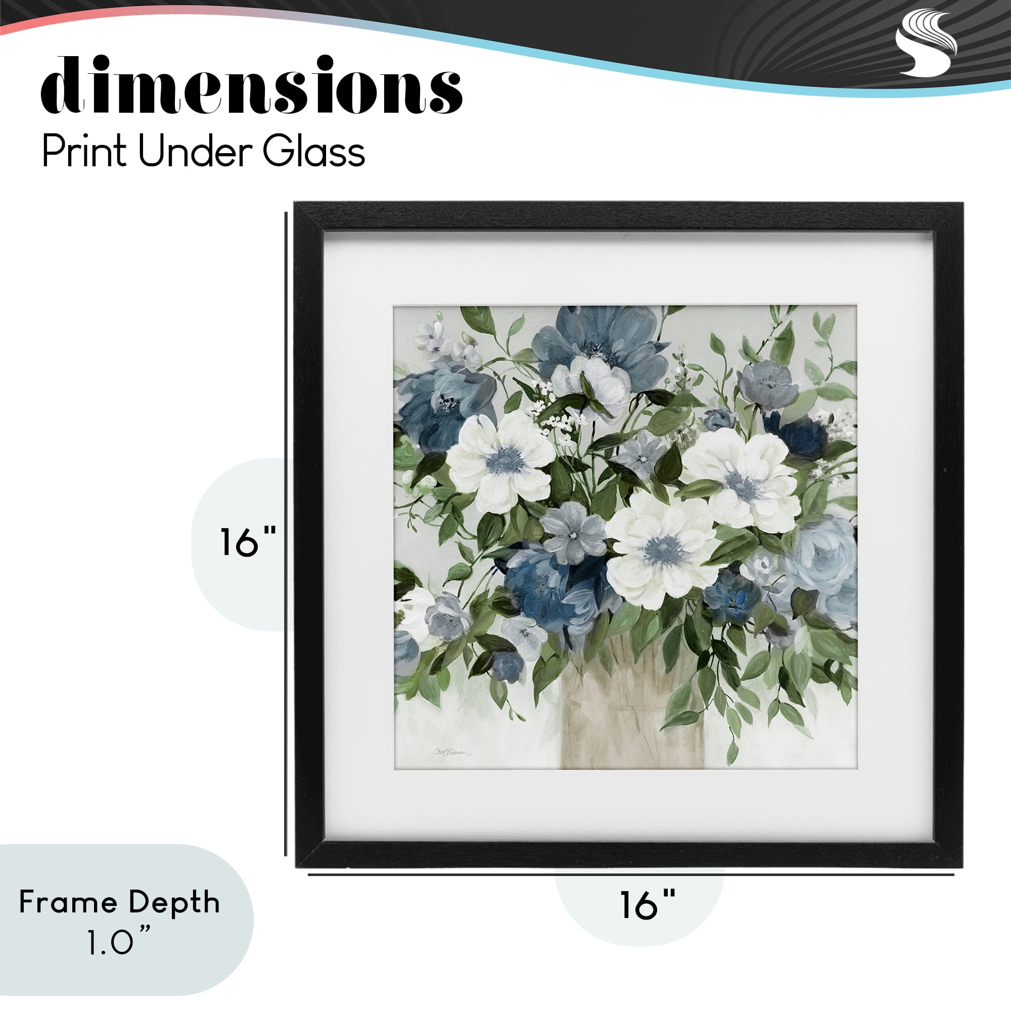 Stupell Industries White & Grey Blossoms Black Framed Print Under Glass, design by Carol Robinson