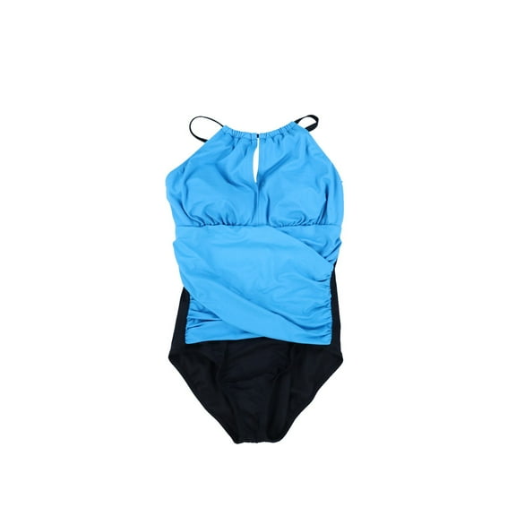 Swim Solutions Women's One Pc Swimsuit Tummy Control Blue 12
