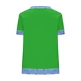 thumbnail image 4 of MOJOGO Women's Denim Patchwork Shirts Crewneck Short Sleeve Tops Spring Shirt Summer T Shirts Color Block Outfits XL, 4 of 5