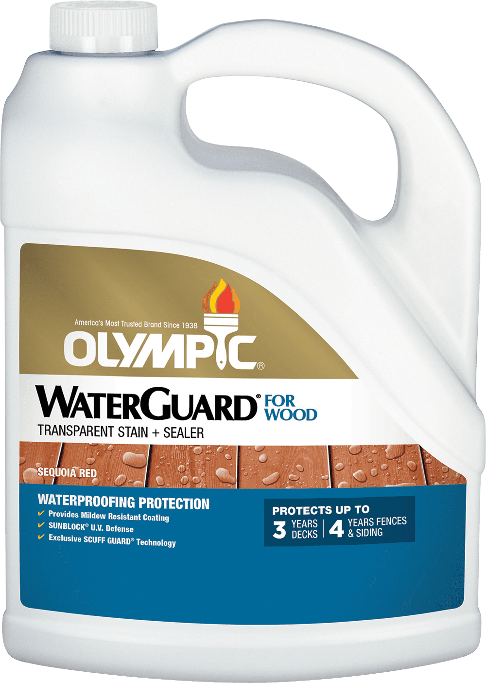 Olympic WaterGuard Exterior Wood Stain & Sealer, Transparent, Sequoia