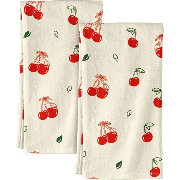 Flour Sack Kitchen Towels Set of 2-18x26 Cotton Dish Towels with Hanging Loop Reusable Tea Towel for Cleaning Spring Absorbent Dishcloths Cute Home Decor Housewarming, Lemon Birds