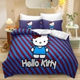thumbnail image 1 of 3 Piece 3d Kitty Flowers Printed Microfiber Bedding Set With Pillow Case,gifts For Boys Girls Bedroom,1 Duvet Cover With 2 Pillowcases Queen, 1 of 4