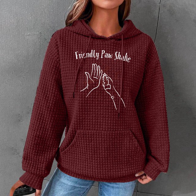 Chandail en Molleton pour Femmes Mode Femmes Imprimé Col Rond Manches Longues Hauts Ample Chandail en Molleton à Capuche Pull Blouse