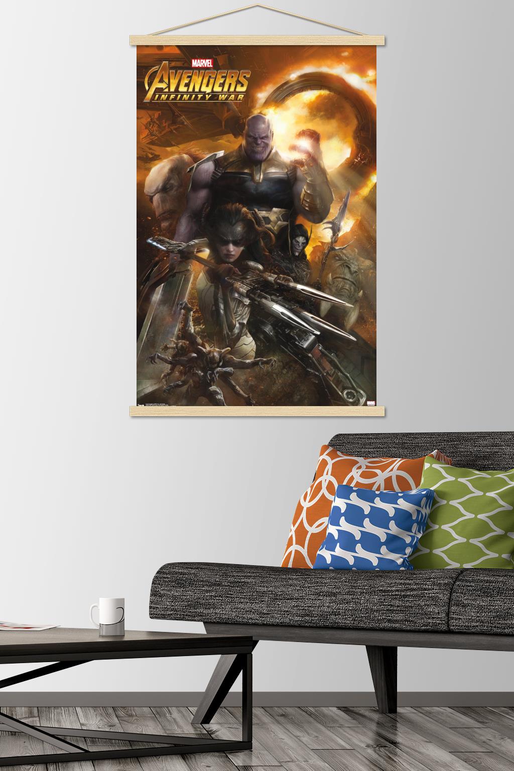 Marvel Cinematic Universe - Avengers - Infinity War - EVil Group Wall Poster with Wooden Magnetic Frame, 22.375" x 34"