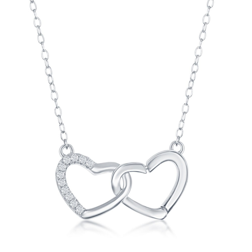 2 Extension Heart with Cut-Outs Necklace Sterling Silver Rose-Plated 16 