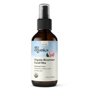 Sky Organics Organic Rosewater Facial Mist for Face, 100% Pure & Steam-Distilled USDA Certified to Hydrate, Balance & Refresh, 4 fl. Oz