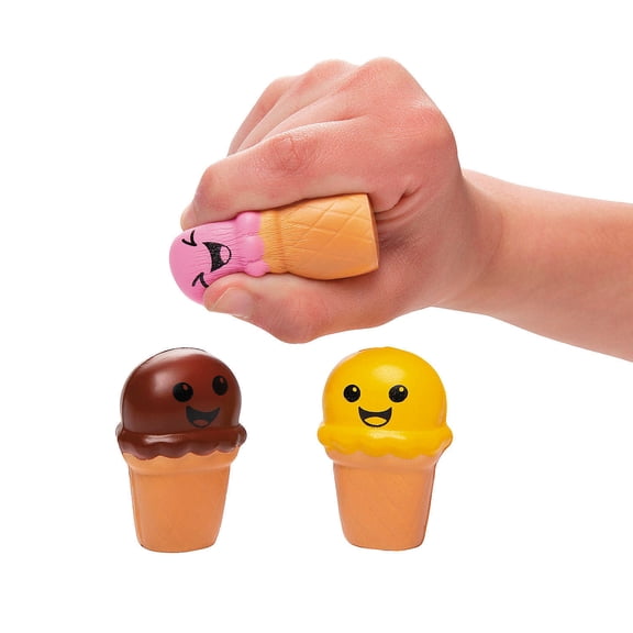Fun Express 1 1/2" x 2" Mini Ice Cream Character Foam Stress Toys - 24 Pieces