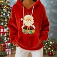 thumbnail image 2 of Flannel Hoodies Womens Christmas Outfits Funny Santa Claus Sweatshirt Soft Velvet Hooded Pullover Sweater Tops (L, Red 02), 2 of 7