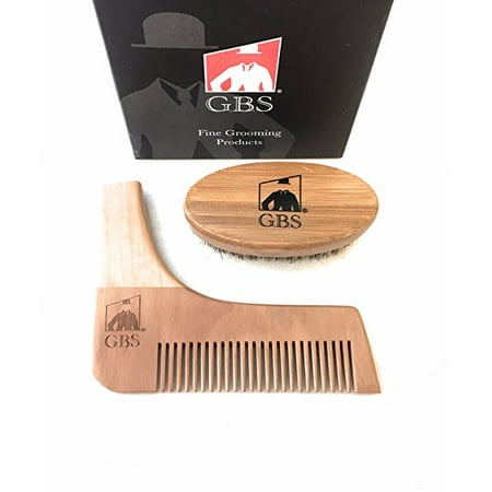 2 Piece set- All In One Beard Styling and Shaping Template By GBS with Oval Boar Bristle Beard