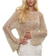 thumbnail image 1 of Womens Work Tops, Sequined Knitted Long-Sleeved Top, 1 of 8