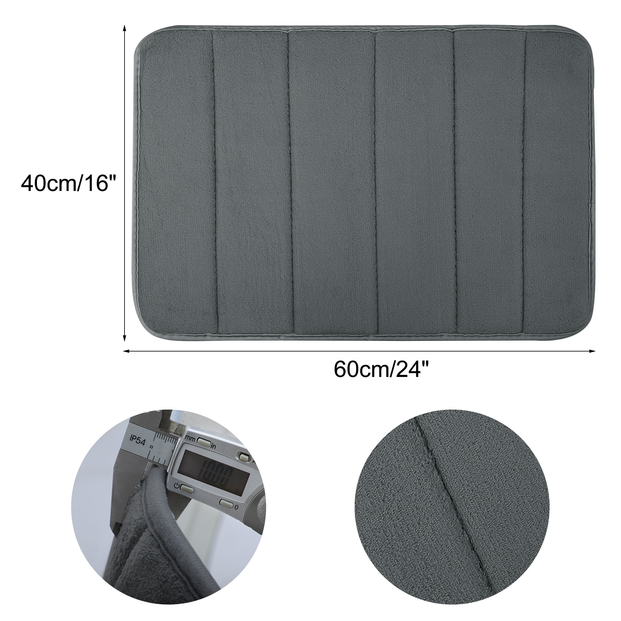 Unique Bargains 2-Piece Memory Foam Non-slip Floor Rug 24" x 16" Dark Gray