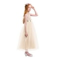 thumbnail image 5 of IBTOM CASTLE Big Girl Flower Lace Princess Tulle Long Dress for Kids Prom Formal Pageant Dance Gown 7-8 Years Champagne, 5 of 8