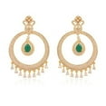 thumbnail image 2 of Ratnavali Jewels Cubic Zirconia Green Diamond Gold Plated Indian Bollywood Chandbali Earrings for Women, 2 of 4