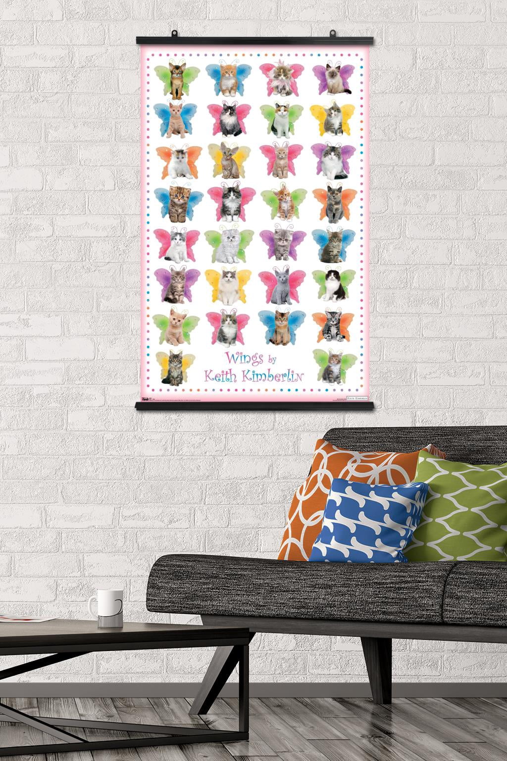 Keith Kimberlin - Kittens with Butterfly Wings Wall Poster, 22.375" x 34"