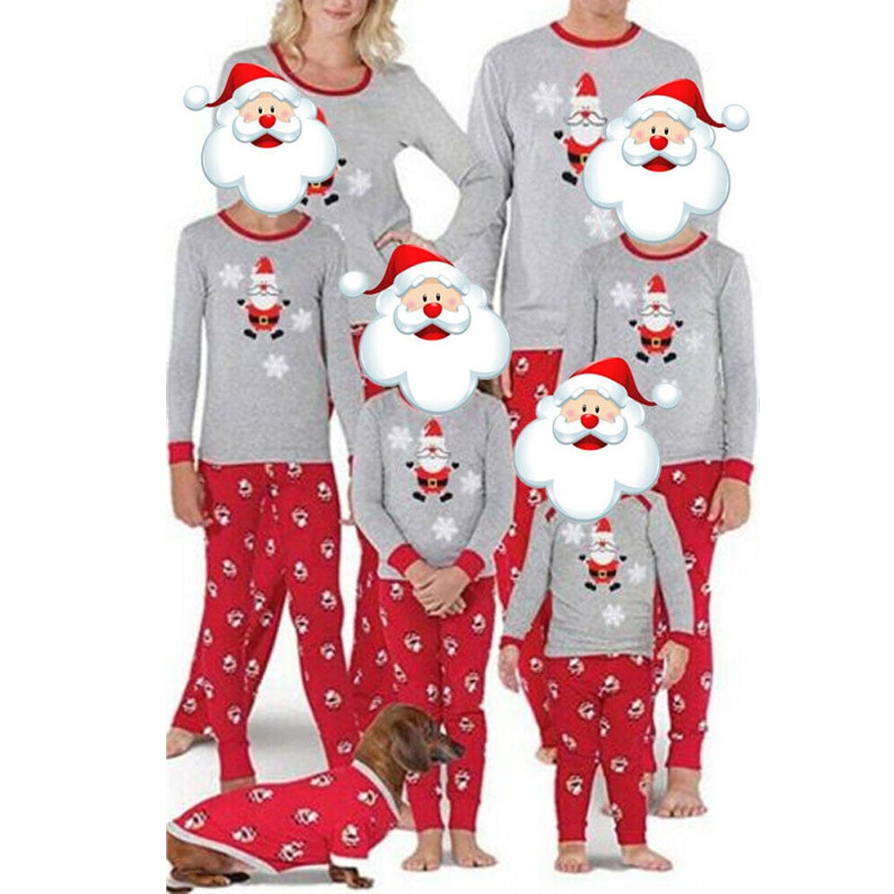 Bling Stars Little Girls Kids Toddler Santa Claus Christmas Pjs Sleepwear Cotton Pajamas Sets 