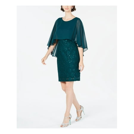 CONNECTED APPAREL Womens Green Sleeveless Short Sheath Party Dress Petites 4P