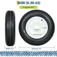 thumbnail image 2 of Mescukay 5.30-12 Trailer Tire with Rims, Heavy-Duty Load Range C 6PR, 5 Lug White Modular Wheel, 6.30x12 530-12 Tires for Utility/Boat/Camper Trailers, Set of 2, 2 of 7