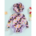 thumbnail image 3 of Elippeo Baby Girl Rash Guard Swimsuit 3 6 12 18 24 Months Long Sleeve Floral/Ice Cream Print Bathing Suit Infant Swimwear with Sun Hat, 3 of 10