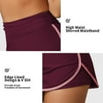 thumbnail image 3 of Attraco Women Swim Skirt Shirred Contrast Trim Swimming Skort V Slit Sporty Swim Bottom with Built-in Short, 3 of 8