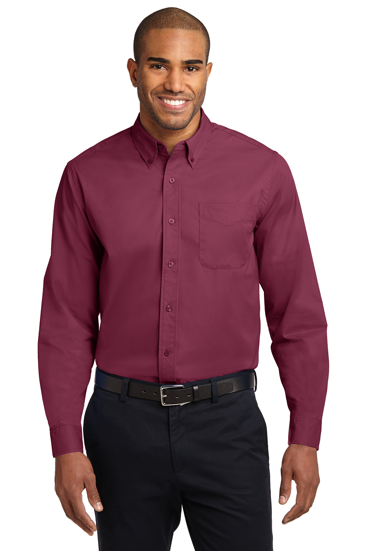 Men's Classic Fit Long Sleeve Wrinkle Resistant Button Down Premium Dress  Shirt (Burgundy,L) - Walmart.com