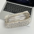 thumbnail image 7 of BESEW7 Pencil Pouch, Durable Canvas Stationery Organizer with Floral Decor, Lightweight Zipper Case for Gel Pens and Craft Supplies, 7 of 7