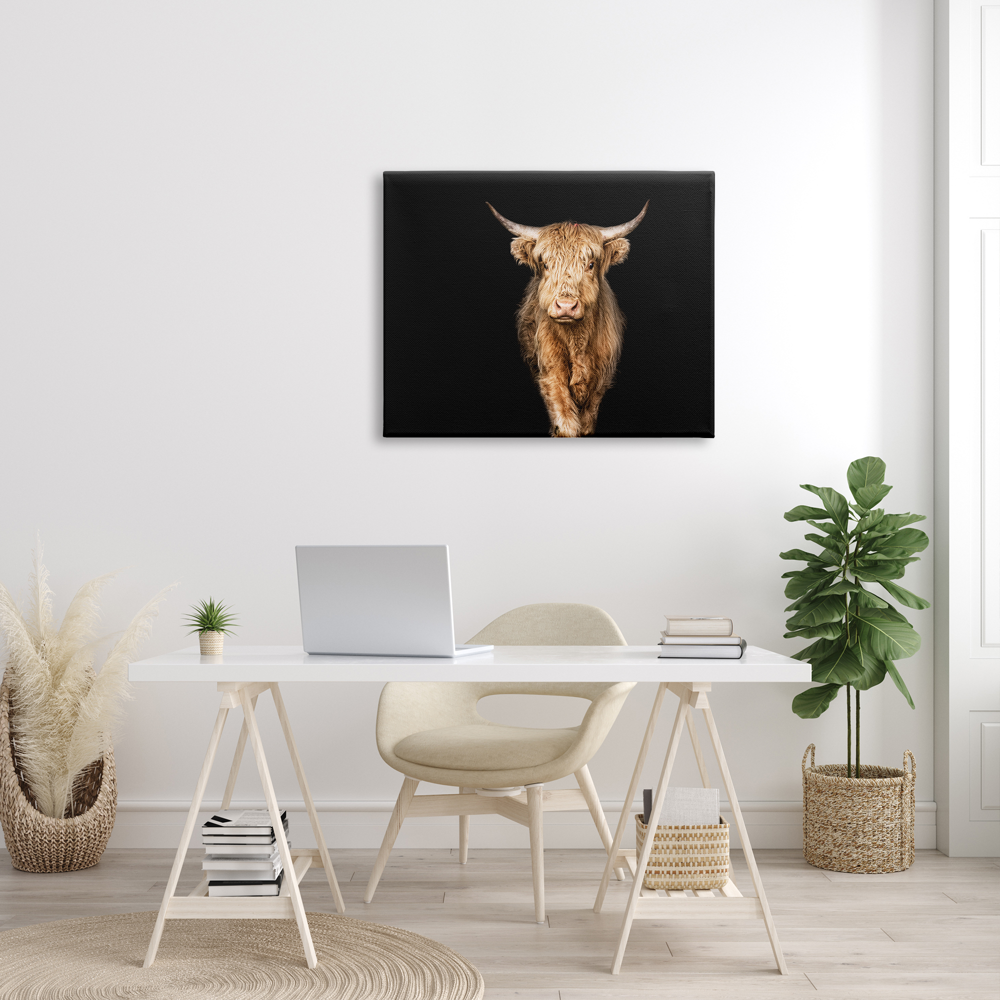 Stupell Industries Modern Cattle Portrait Minimal Farm Animal Animals & Insects Photography Gallery Wrapped Canvas Print Wall Art, 30 x 40