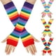 thumbnail image 2 of Zhuge Guantes largos sin dedos a rayas para mujer, calentadores de brazos tejidos de invierno para punk rock, cosplay, gótico y fiesta de Navidad, estilo F, 2 of 4