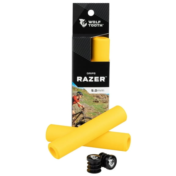 Wolf Tooth Razer Handlebar Grips 5mm Yellow Silicone Weather Resistant