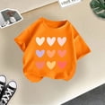 thumbnail image 2 of GDREDA T-Shirts à Manches Courtes pour Filles, Imprimé Graphique Mignon, Col Rond, T-Shirt d'Été Décontracté, Orange, 5-6 Ans, 2 of 4
