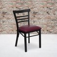 thumbnail image 4 of HERCULES Series Black Three-Slat Ladder Back Metal Restaurant Chair - Burgundy Vinyl Seat, 4 of 6