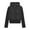 F01-Black, variant on FYDUU Stylish Winter Warmth Patchwork Hooded Coat For Fashionable Outerwear Insulated Long Jacket With Detachable Trim Cozy Cold Weather Trendy Winter Coat