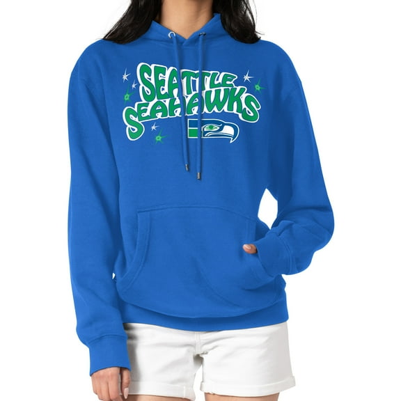 Women's Starter Royal Seattle Seahawks Fireworks Fleece Pullover Hoodie