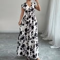 thumbnail image 7 of JoveMarine Summer Dresses for Women 2026 Floral - Print V-Neck Long Waist Cinching Flowy Maxi Dress with Elastic Back for Beach Resort,White L, 7 of 7