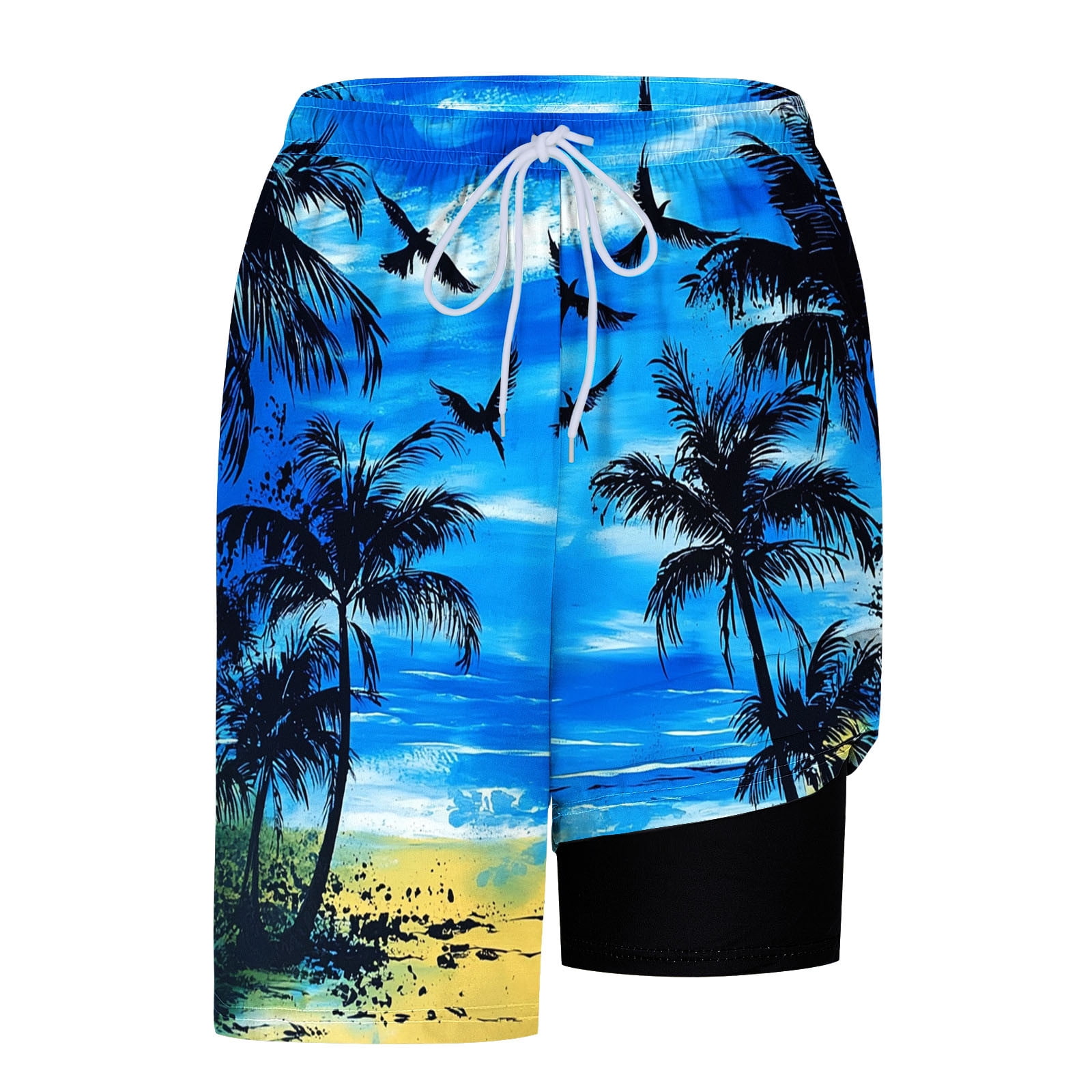 Timoontee Men Beach Shorts Stretchy Elastic Waist for Everyday Use Roomy Cargo Pockets All Day Comfort Fit Classic Style Blue M