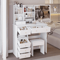 thumbnail image 6 of 37" Vanity Table Set with 24"x22" Sliding Mirror & Cushioned Stool, 6 of 12