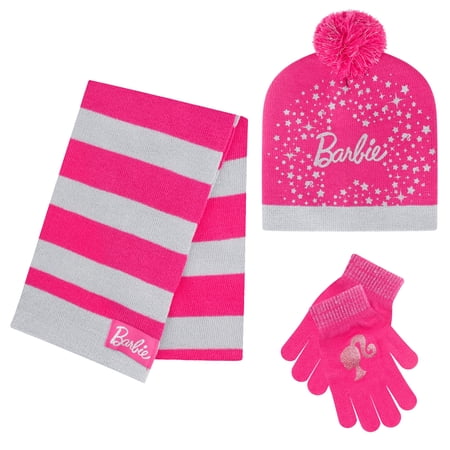 Barbie Girls Winter Hat with Gloves for Ages 5-13 Years ? Ultra Soft Pink Beanie Winter Hat for Outdoors