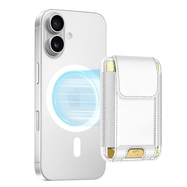 Cartera MagSafe FINPAC para iPhone de la serie 12/13/14/15/16/17, color blanco