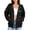 Black, variant on Women's Long Sleeve Full Zip Hoodie Loose Fit Fleece Lined Sweatshirt Open Front Cardigan Coat with Zipper Pockets Drop Shoulder Black XXL