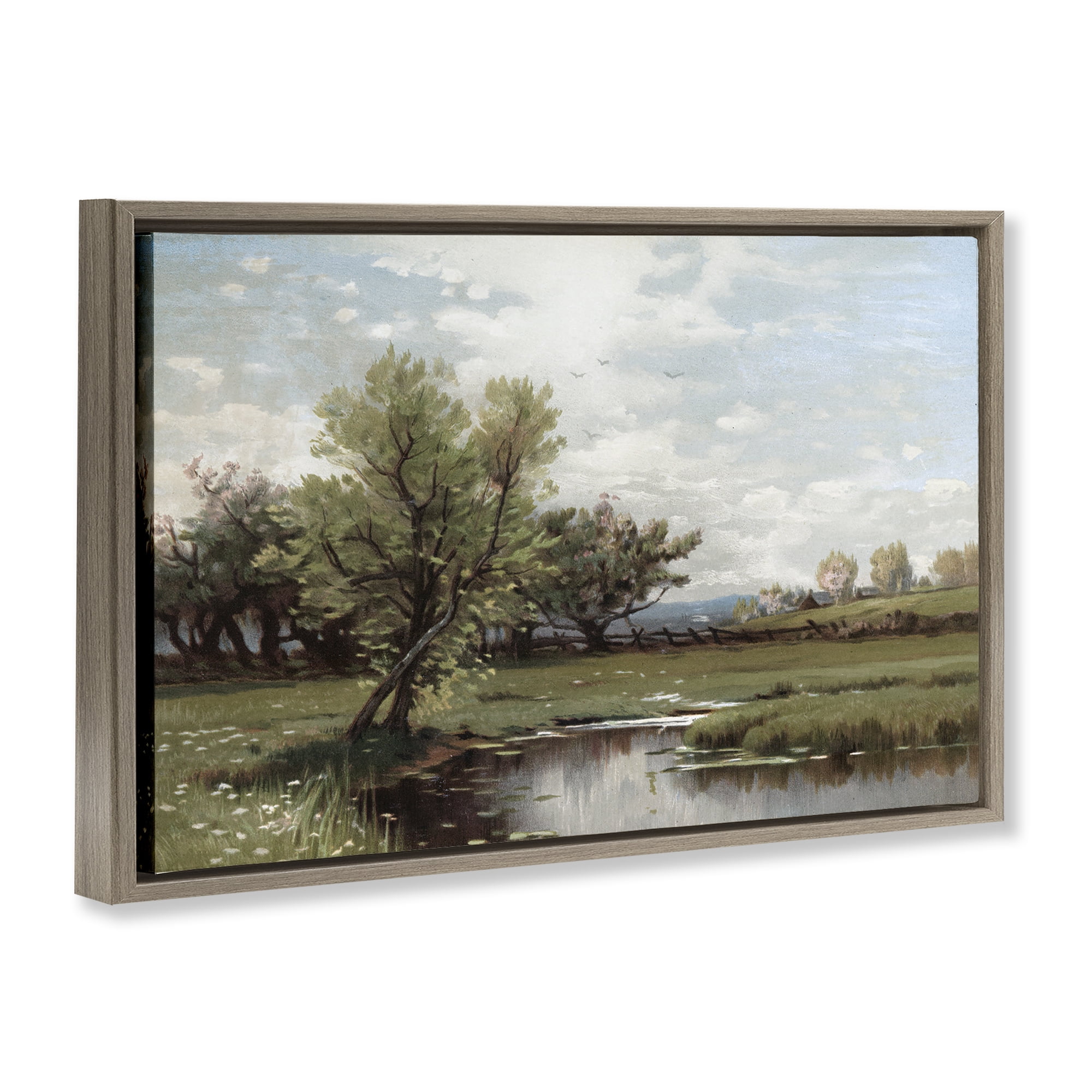 Stupell Industries Ecstatic Spring Landscape Brown Framed Floater Canvas Wall Art, design by Lula Bijoux & co.